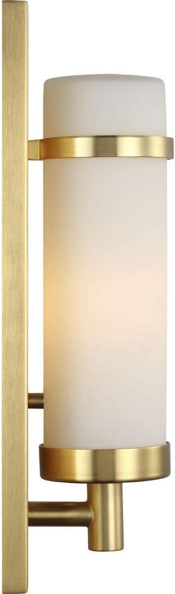 Progress Lighting Hartwick 1-Light Wall Sconce, Satin Brass, Etched Opal Glass