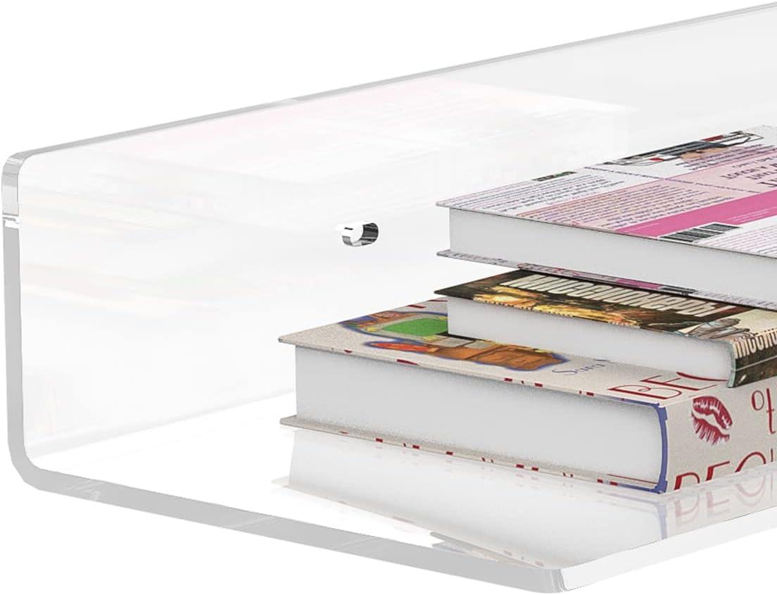 Acrylic Wall Shelves 36 24 12 Inches, Clear Floating Shelf for Wall, Wall Mounted Display Shelves for Plants, Radio, Funko Pop, Stuffed Animal, Books, Clock, Cosmetics, Toiletries