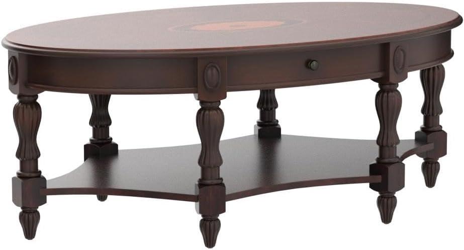 Solid Wood Coffee Table Console Table with Storage Drawer With drawers Coffee Table Wood, Cherry Coffee Tables