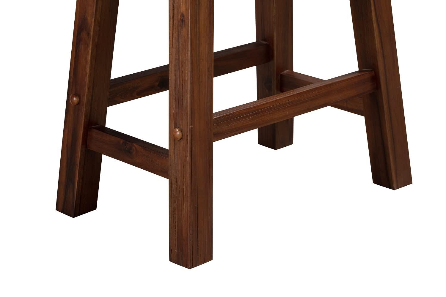 Set of 2 18" Sonoma Saddle Stools, Acacia Wood, Rustic Farmhouse - Boraam