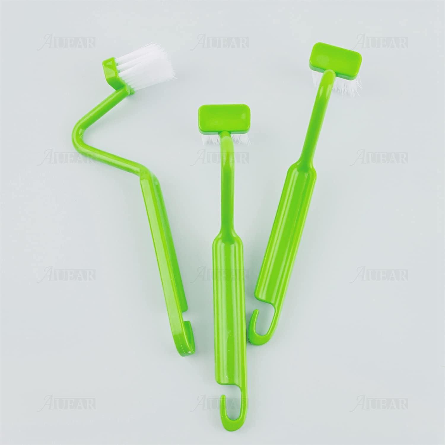 Green Plastic Curved V-Shaped Toilet Brush Set