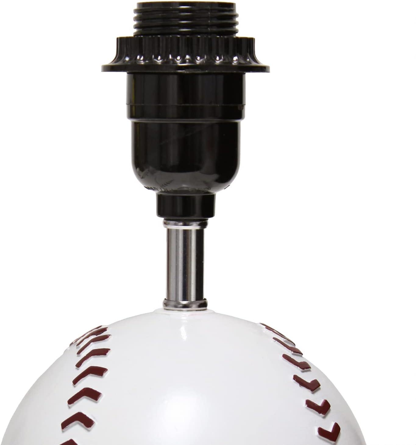 White Ceramic Baseball Table Lamp with Red Trim