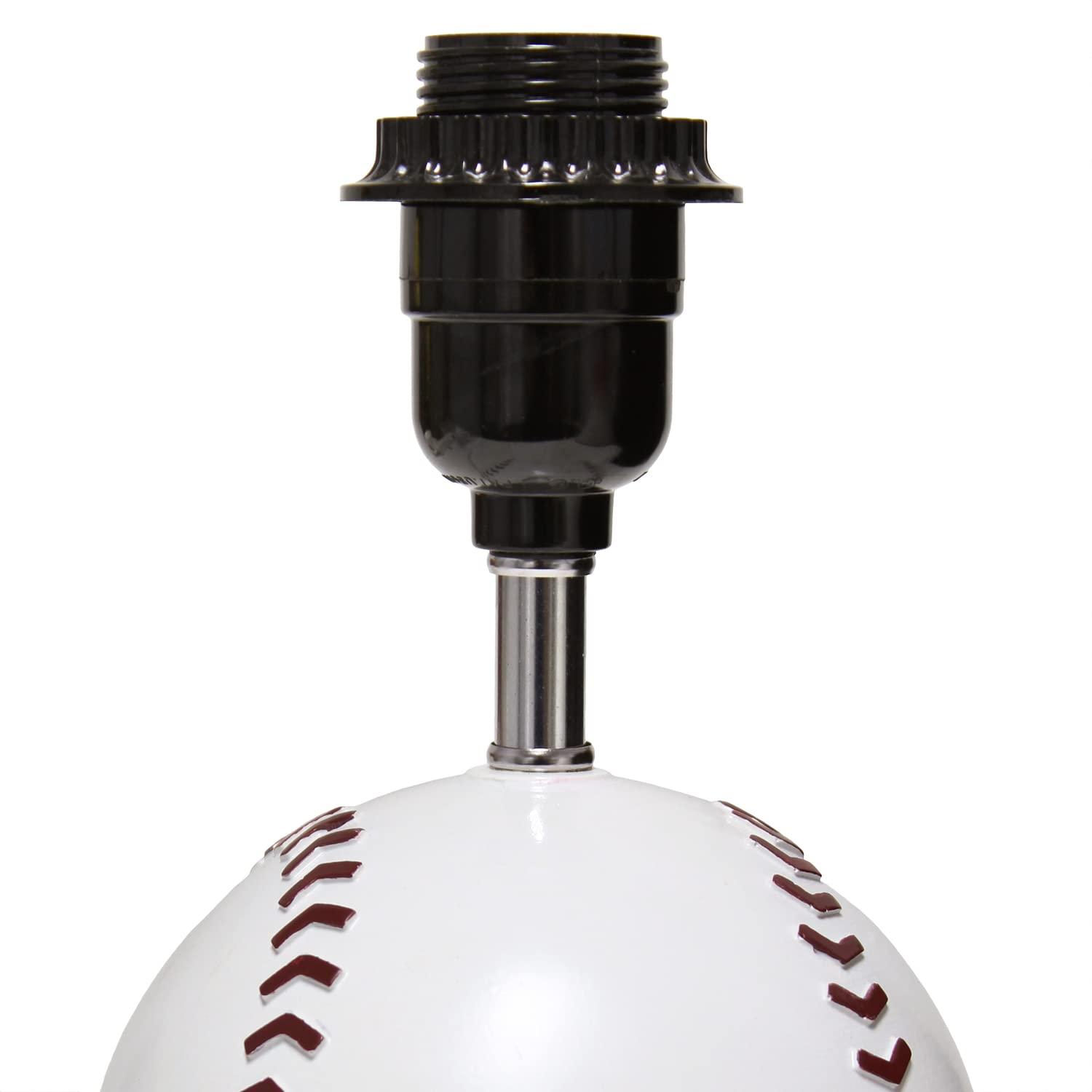 Grovelane SportsLite 11.5" Tall Athletic Sports Baseball Base Ceramic Bedside Table Desk Lamp with White Empire Fabric Shade with Red Trim