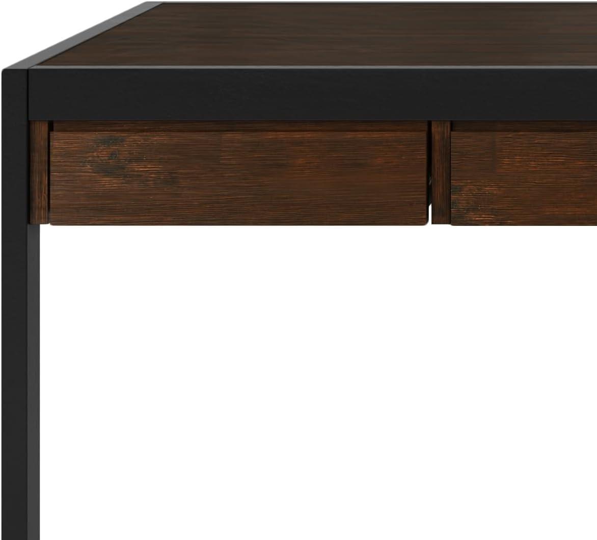 Simpli Home Erina 48"W Solid Acacia Wood Small Desk, Industrial Style with Keyboard Tray and 2 Drawers