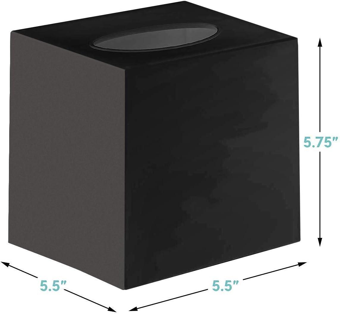 Black Plastic Square Tissue Box Cover with Large Opening