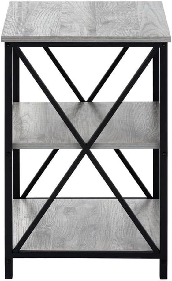 Monarch Specialties Accent Table Side End Nightstand Lamp Living Room Bedroom Metal Laminate Black Contemporary Modern