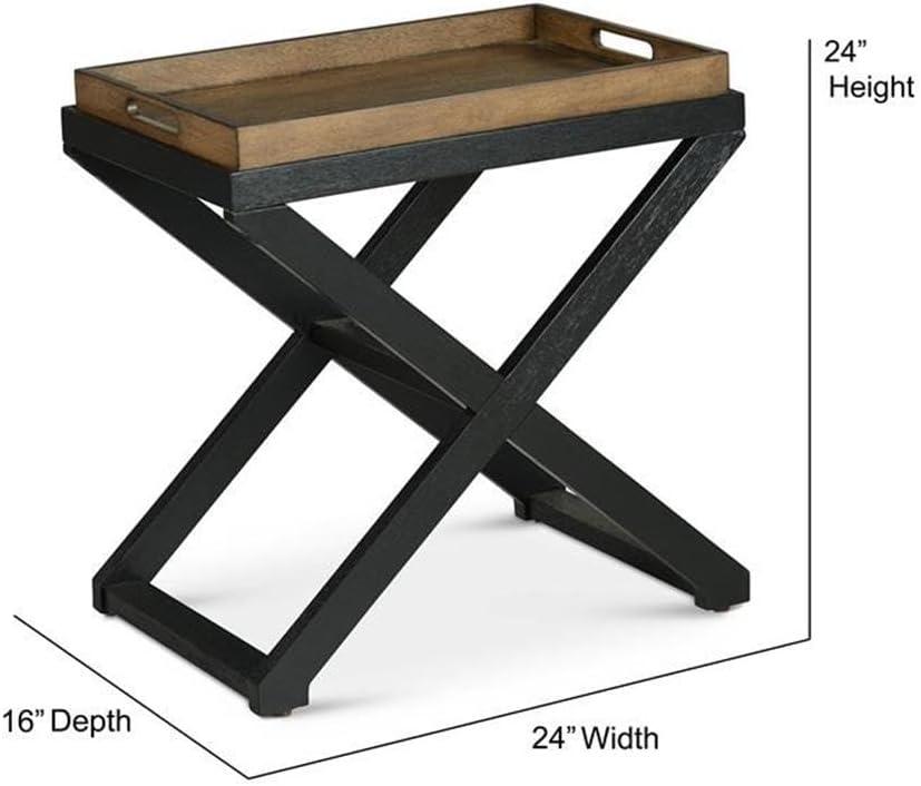 Topeka Walnut and Ebony Solid Wood Chairside Table