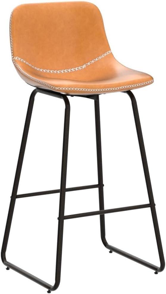 HeuGah Bar Stools Set of 4,Faux Leather Counter Height Bar Stools,26" Bar Chairs with Back,Modern Counter Stool for Kitchen Island