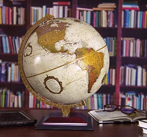 Andorra 12" Desktop World Globe, Raised Relief, Up-to-Date Cartography, Made in USA (Antique Ocean with Bronze Metallic Continents)