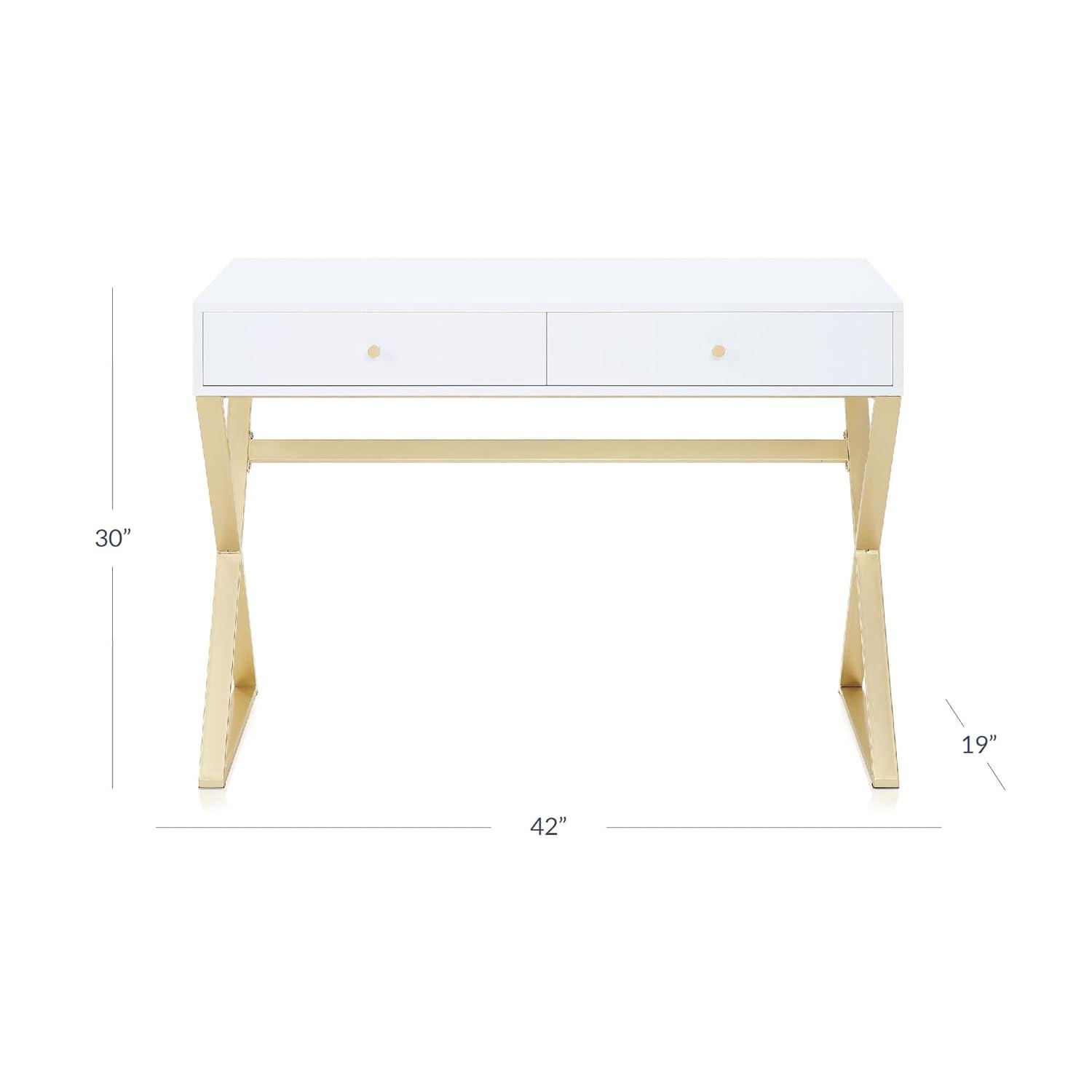 BELLEZE Vanity Table, Home Office Computer Desk - Ellena (White)