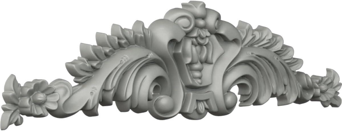 Medium Gray Polyurethane Scroll Center Applique