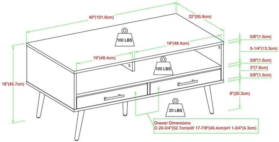 40" Wood Coffee Table with Hairpin Legs - Slate Gray / Black