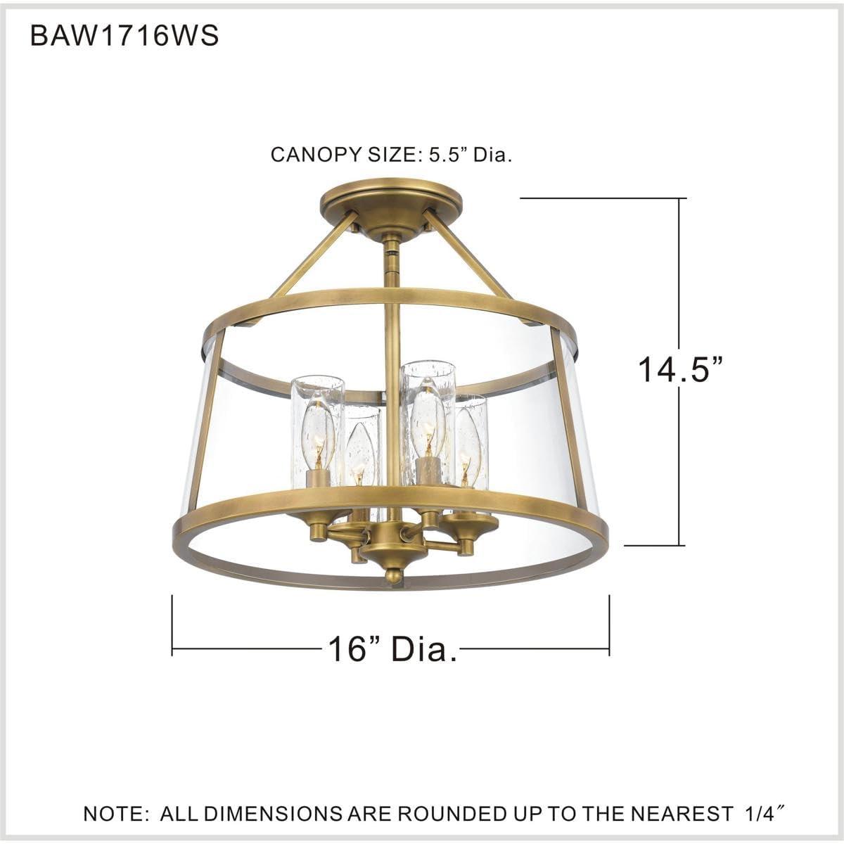 Barlow Transitional 4-Light Semi-Flush Drum Light in Polished Nickel