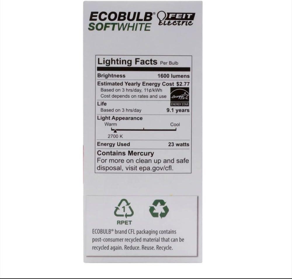 1 PC,Feit Electric ESL23TM/D/4 Day Light Compact Fluorescent Bulb, 23 Watt