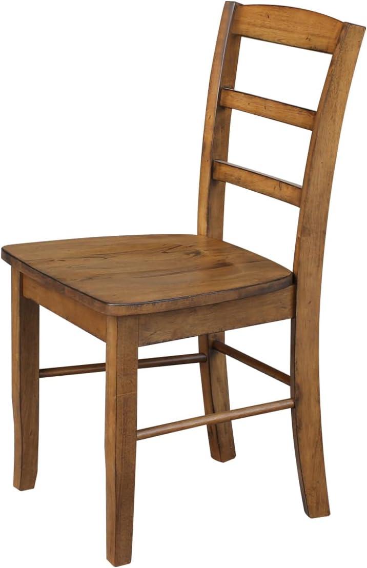 Set of 2 Madrid Ladderback Chairs Pecan - International Concepts: Solid Wood, Armless, Kitchen Seating