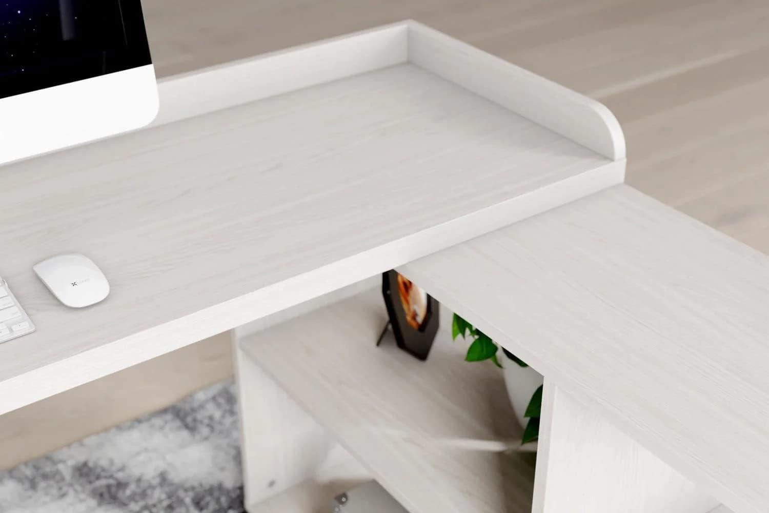 Signature Design by Ashley Casual Bayflynn L-Desk, White/Black