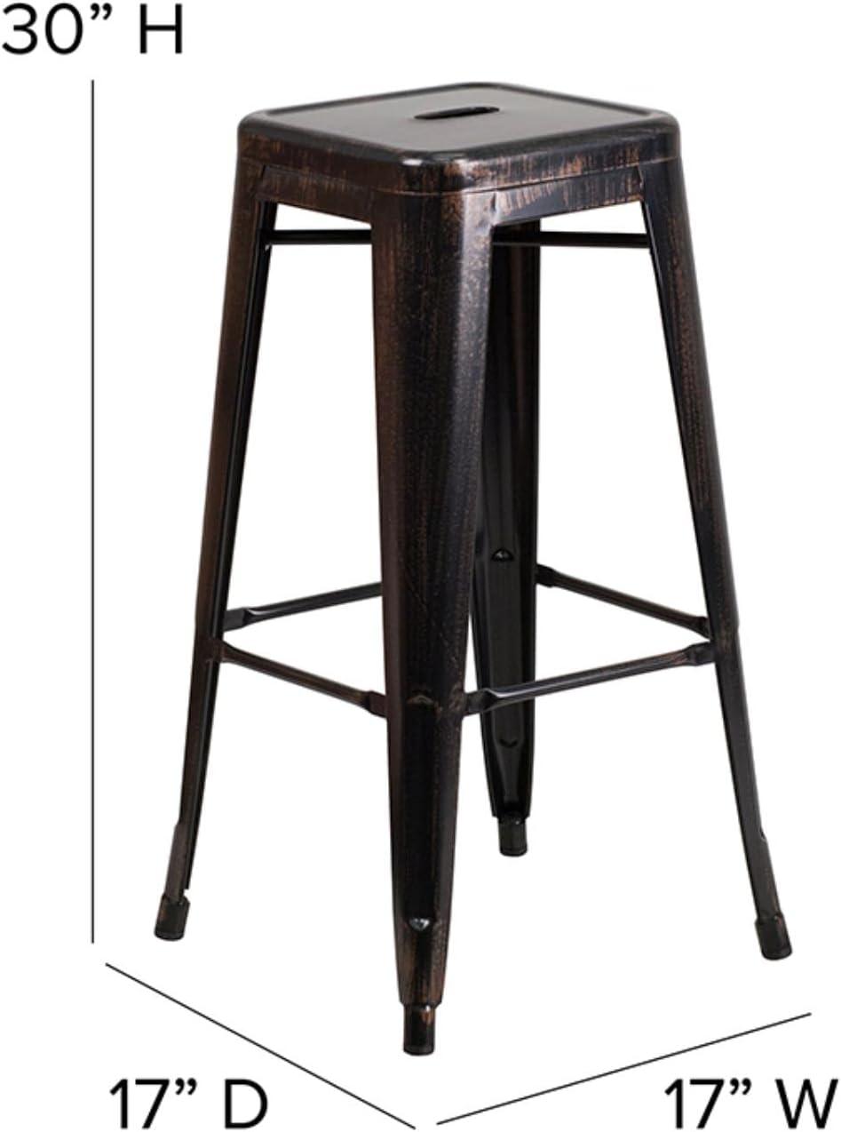 Flash Furniture Commercial Grade 30" High Backless Orange Metal Indoor-Outdoor Barstool with Square Seat