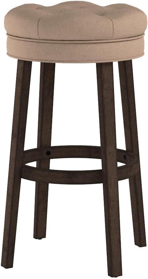 Krauss Backless Counter Height Barstool: Linen Upholstery, Charcoal Wood Frame - Hillsdale Furniture