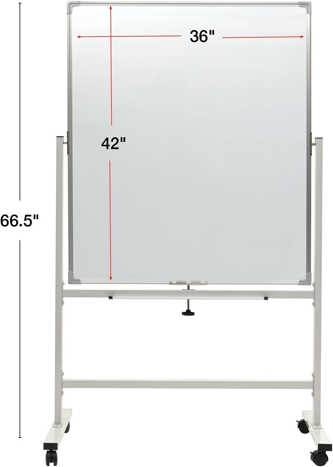 Reversable Whiteboard on Wheels - 36"x 42" (White Frame)