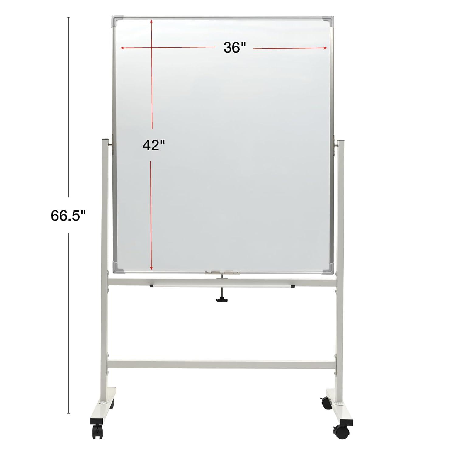 Reversable Whiteboard on Wheels - 36"x 42" (White Frame)