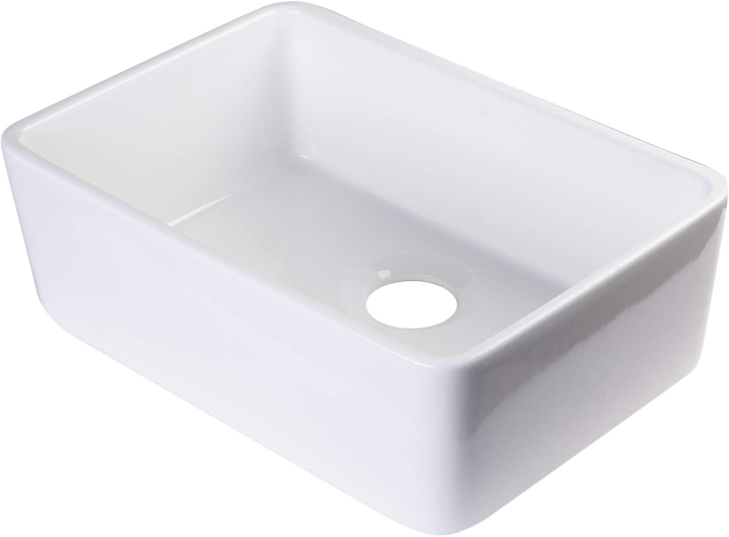 White Fireclay Undermount Single Bowl Kitchen Sink