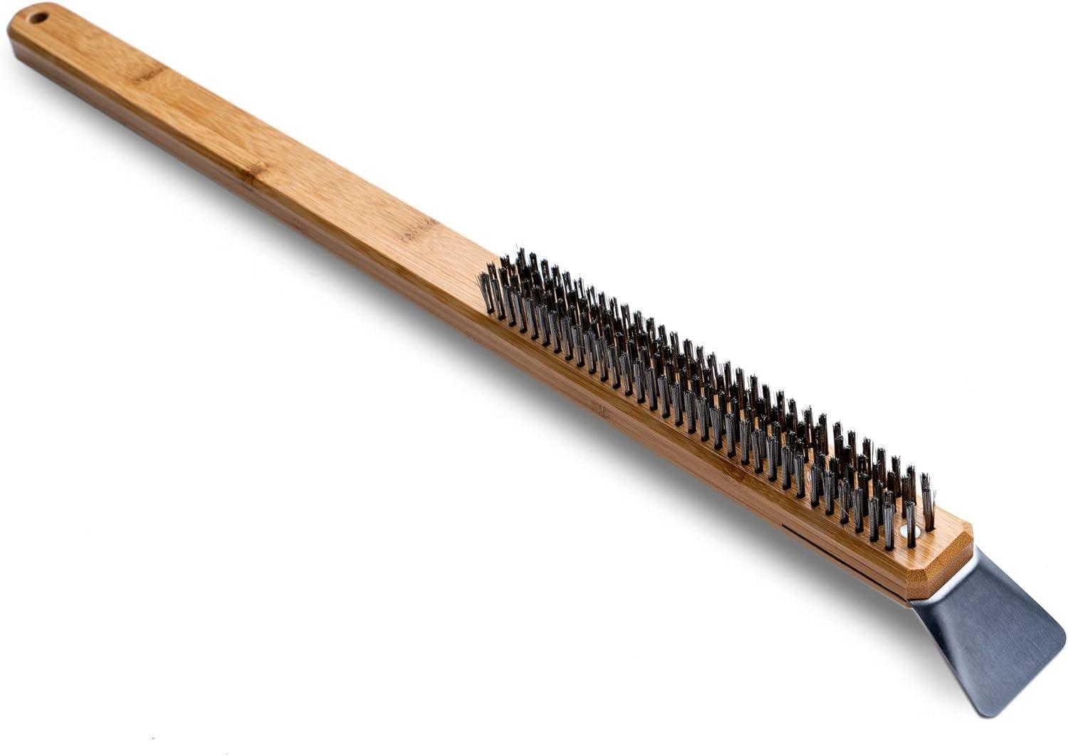 Ooni 8038640 Bamboo & Stainless Steel Grill Brush with Scraper