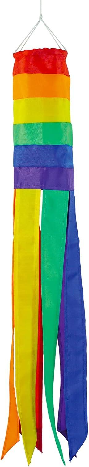 In the Breeze 5035 - Colorful Hanging Windsock Décor, 18-Inches, Rainbow -Pride Garden Decoration