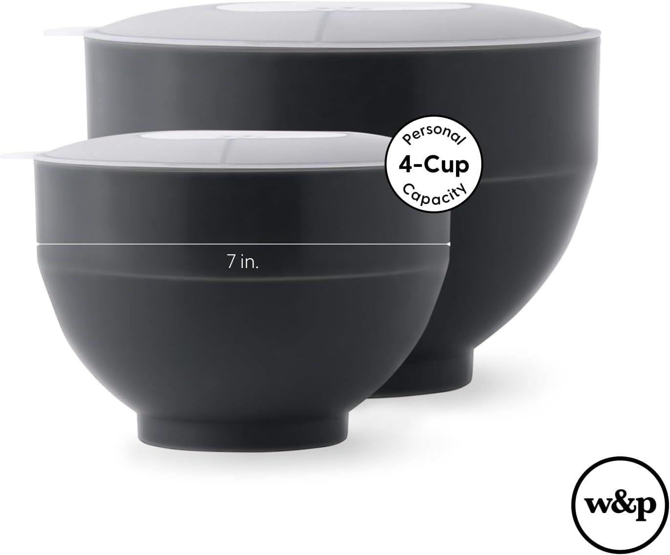 W&P Microwave Silicone Personal Popcorn Popper Maker | Charcoal | Collapsible Bowl w/Built In Measuring Cup, BPA Free, Eco-Friendly, Waste Free, 4 Cups of Popped Popcorn