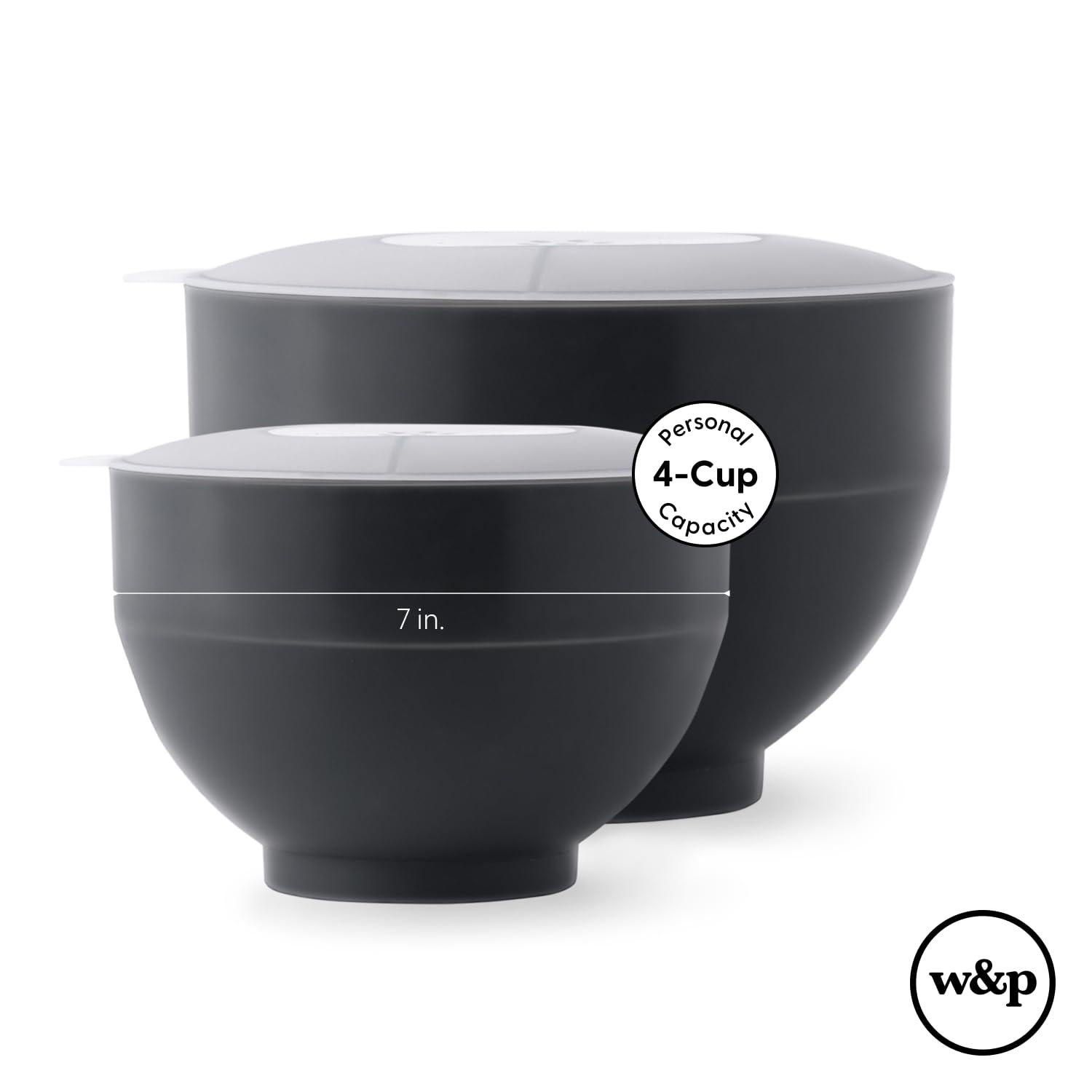 W&P Microwave Silicone Personal Popcorn Popper Maker | Charcoal | Collapsible Bowl w/Built In Measuring Cup, BPA Free, Eco-Friendly, Waste Free, 4 Cups of Popped Popcorn