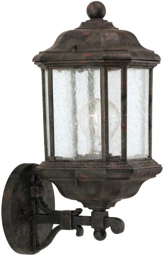 Oxford Bronze Outdoor Wall Lantern with Clear Seeded Glass