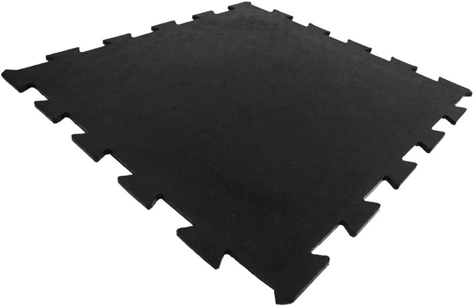 Black Interlocking Rubber Gym Tiles, 24 x 24 Inches, 4-Pack