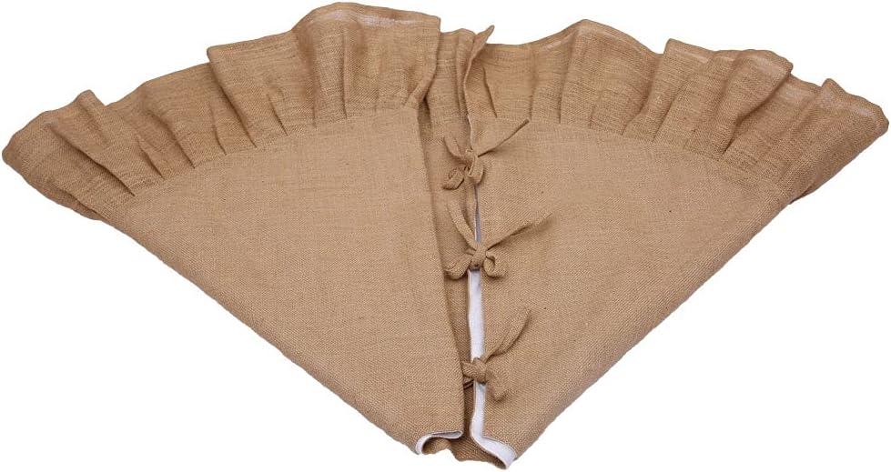 36" Natural Tan Christmas Tree Skirt with Ruffled Edge by Primitive Home Decors