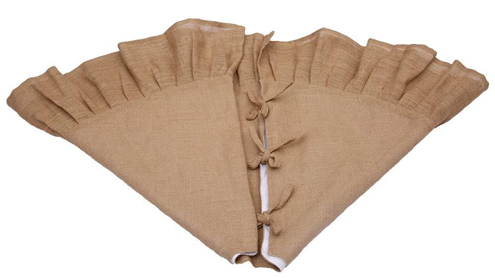36" Natural Tan Christmas Tree Skirt with Ruffled Edge by Primitive Home Decors