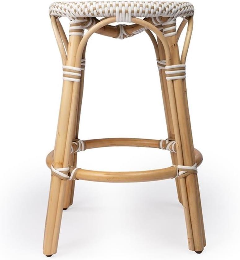 Beaumont Lane Island Living Rattan Counter Stool in Beige and White