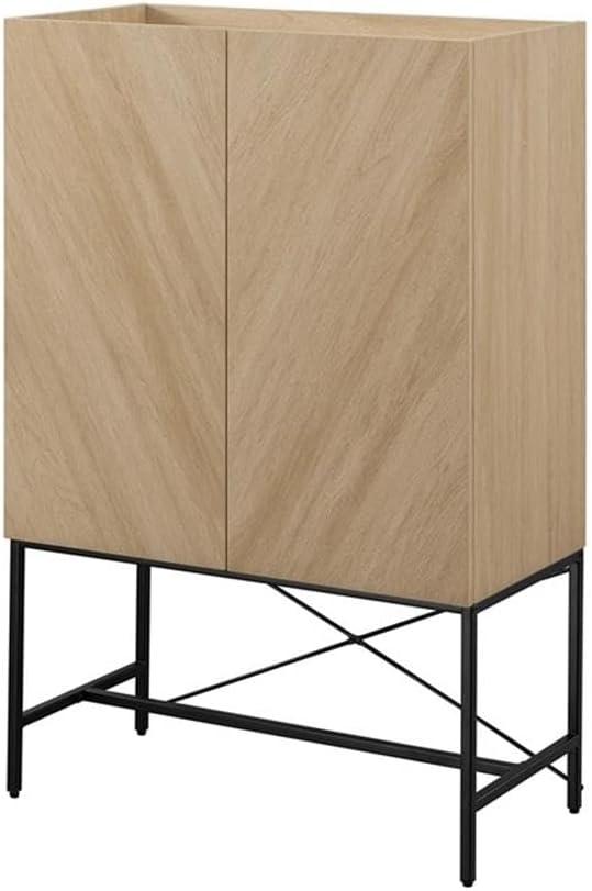 Contemporary 2-Door Wood Accent Cabinet with Inset Top - Coastal Oak