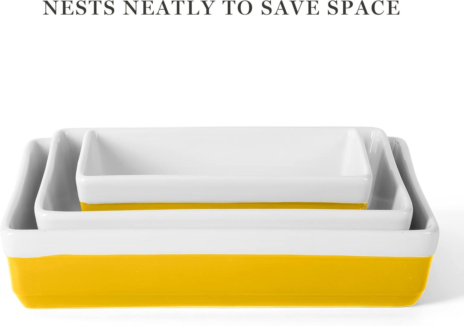 Yellow Stoneware 3-Piece Oven to Table Baking Dish Set