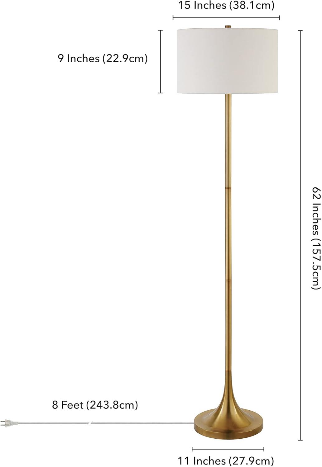 Evelyn&Zoe Transitional 62 in 1-Light Adjustable Height Floor Lamp, Gold