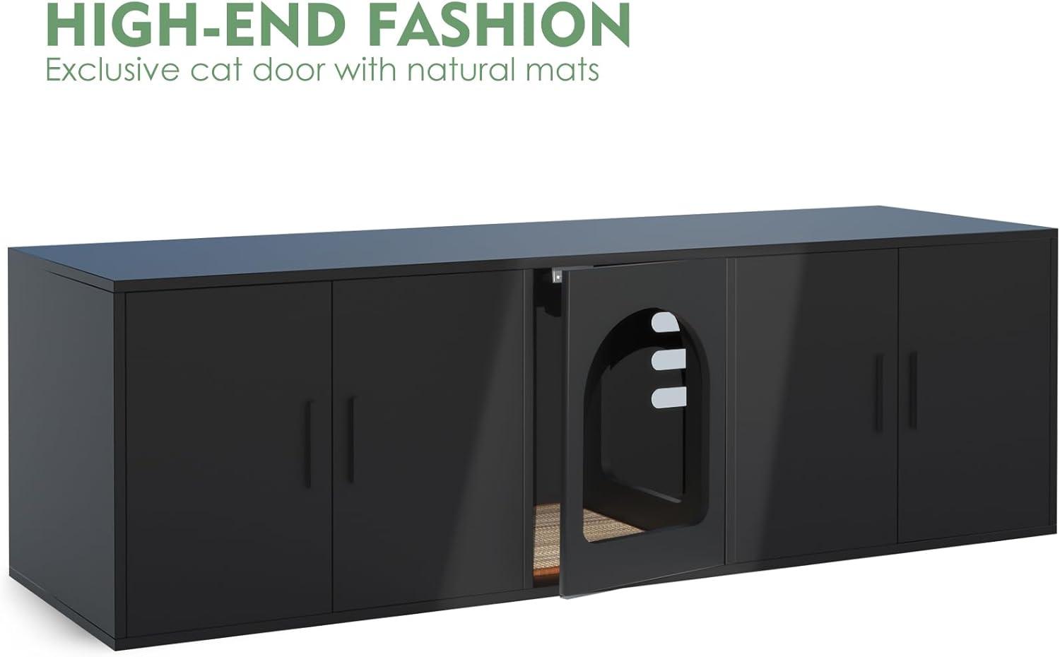 Tucker Murphy Pet™ Litter Box Enclosure for 2 Cats, Cat Litter Box Enclosure Furniture with Double Room