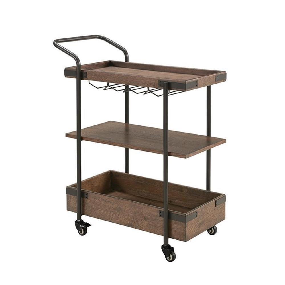 32 in. Kyra Oak & Metal Bar Cart