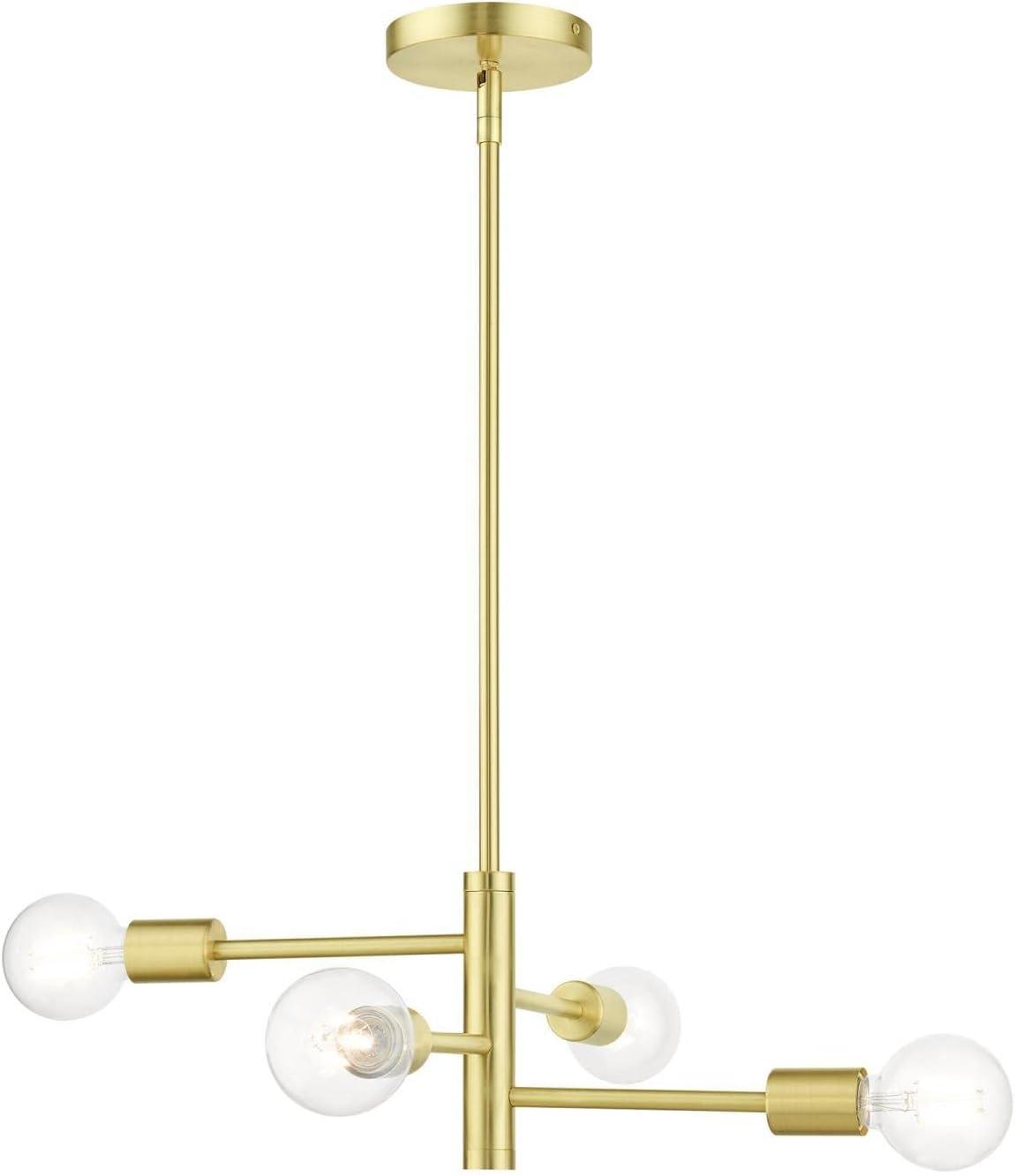 Satin Brass Mini 4-Light Asymmetrical Chandelier