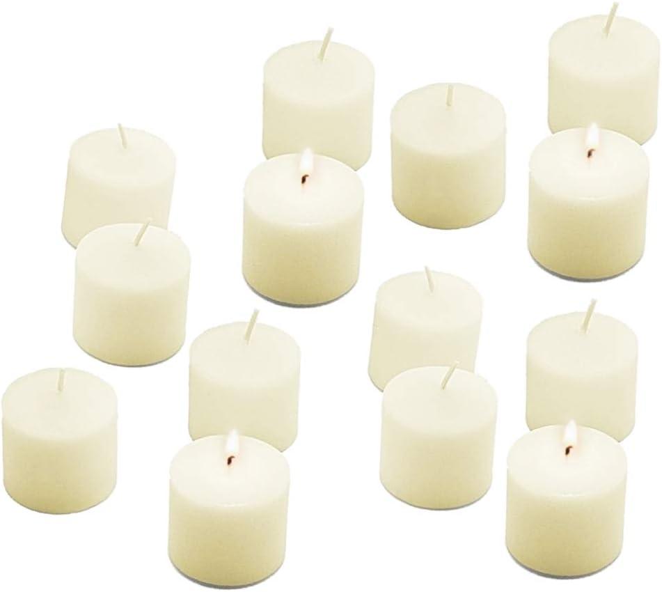 Ivory Unscented Paraffin Wax Votive Candles, 10 Hour Burn Time, Set of 72