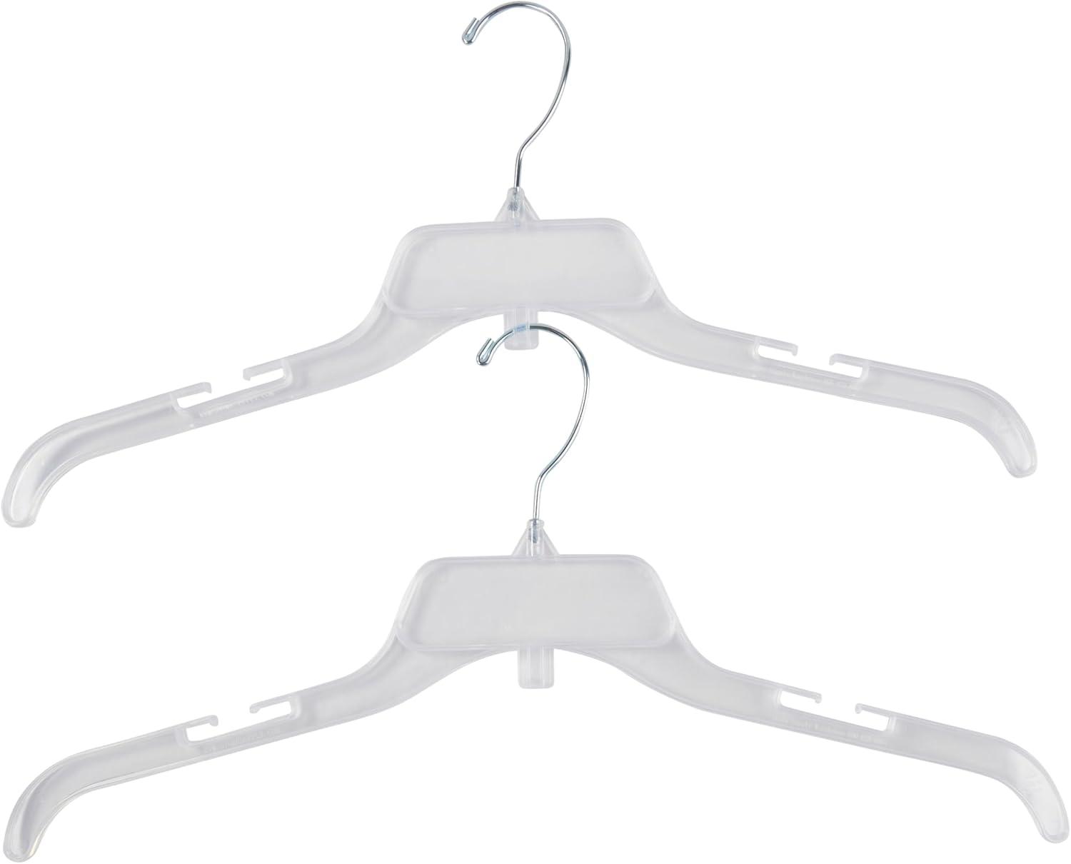 Economy 17 inch Break-Resistant Clear Plastic Dress Hangers- Case of 100