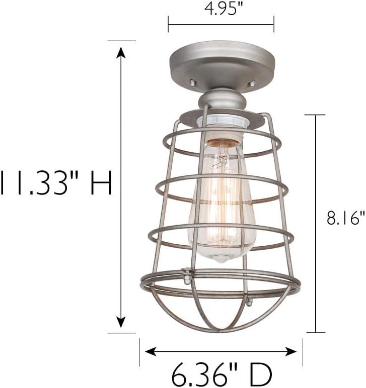 Galvanized Steel Industrial Ceiling Light with Wire Cage