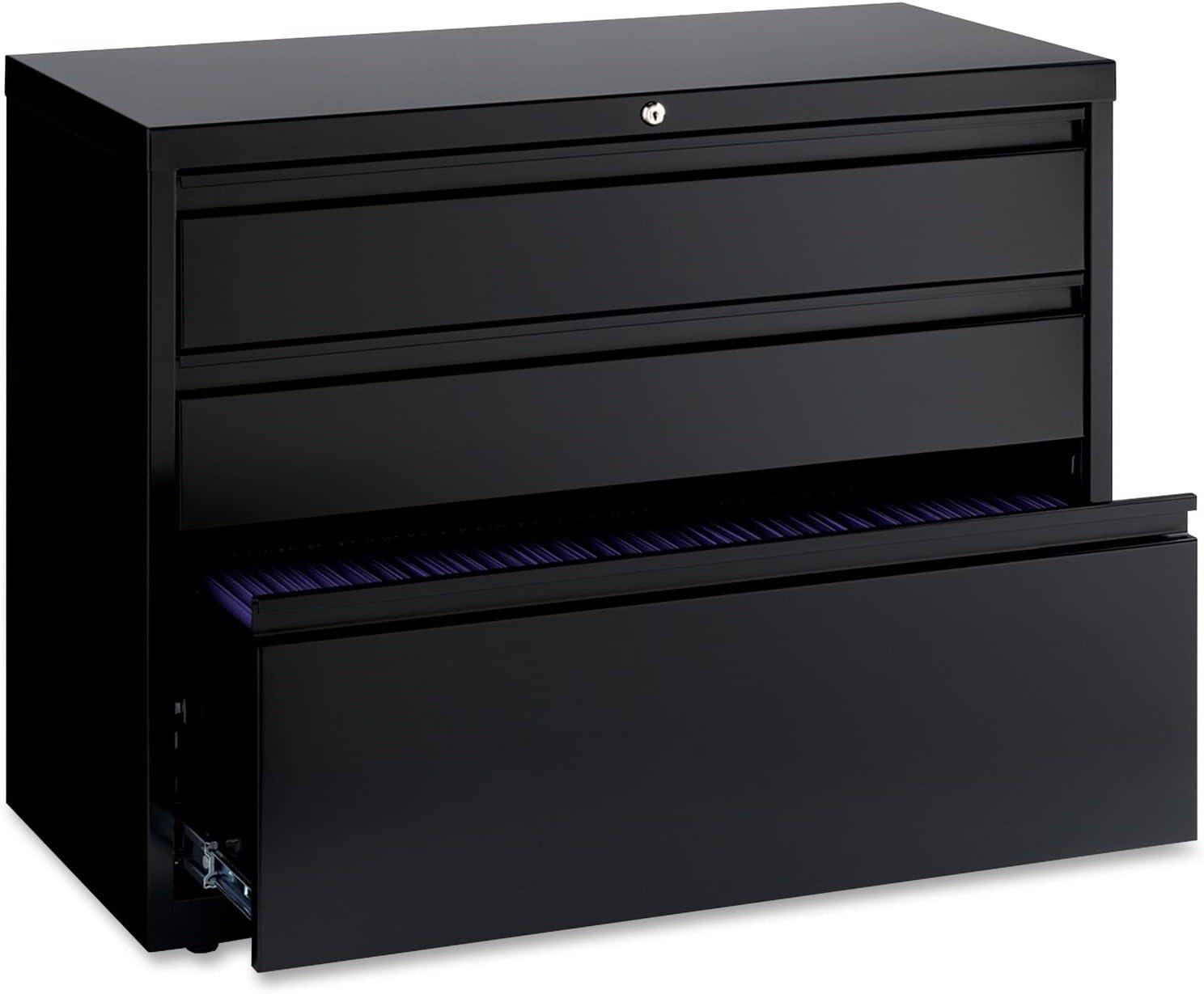 Lorell Lateral File Cabinet 3-Drawer 36"x18-5/8"x28" Black 60929