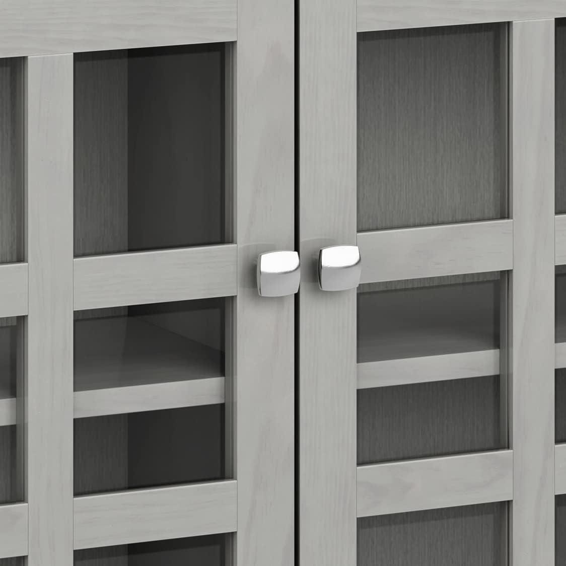 Simpli Home Acadian 36"W Solid Wood 2-Shelf Entryway Storage Cabinet with Glass Doors and 2 Drawers
