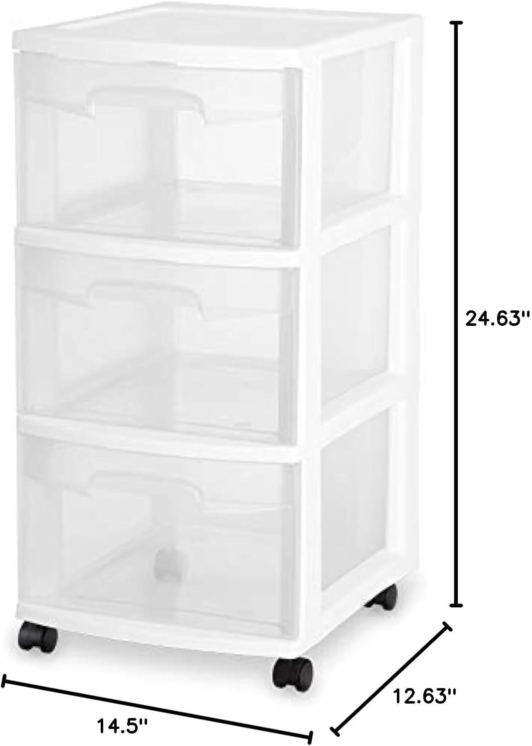 Sterilite 3 Drawer Cart, White