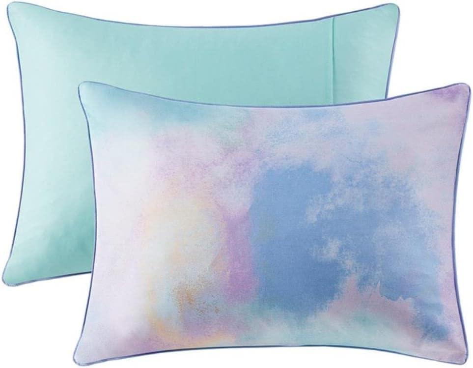 Cassiopeia Watercolor Tie Dye Printed Comforter Set with Throw Pillow