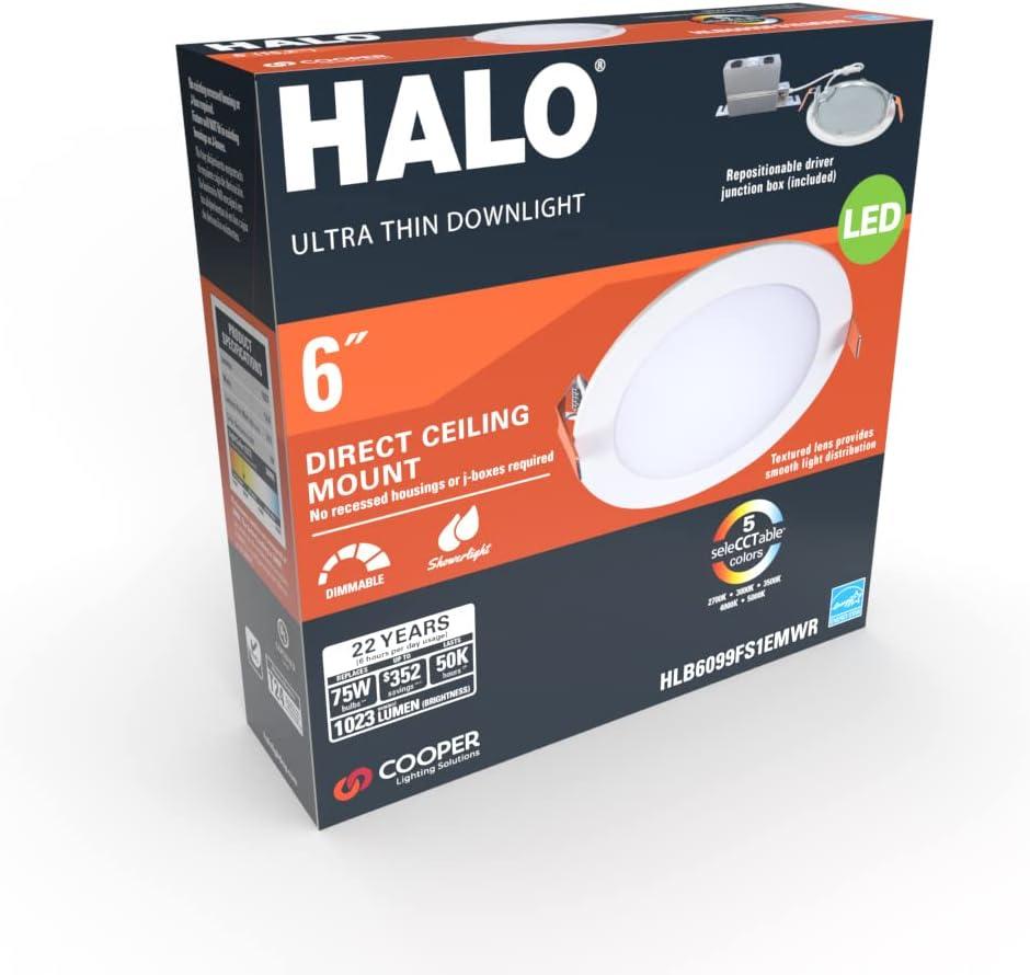 Halo Modern 6" Matte White LED Canless Recessed Downlight Kit