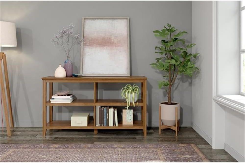 HomeRoots Brown Solid Wood Double Bookcase