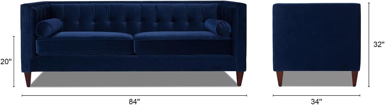 Elegant Navy Blue Velvet Chesterfield Sofa with Tufted Accents